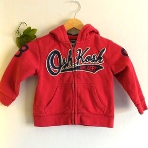 OshKosh B'gosh 3T Boys Kids Red Sweatshirt Hoodie Classic Preppy Cozy